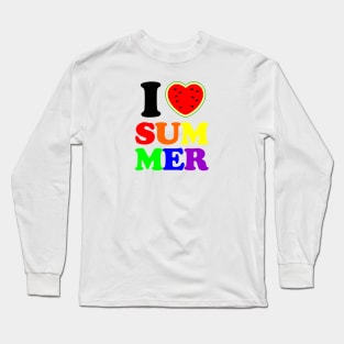 i heart summer watermelon rainbow Long Sleeve T-Shirt